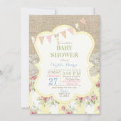 シャビーカント素朴リーシックフローラレースバーラップ 招待状 (正面)