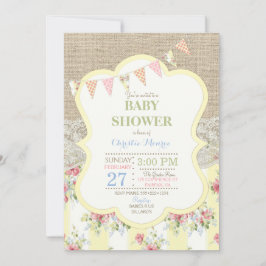 シャビーカント素朴リーシックフローラレースバーラップ 招待状