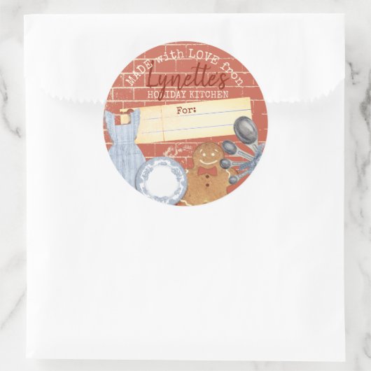 シャビークリスマスジンジャーブレッドマンホリデーベーキング ラウンドシール (バッグ)