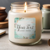 シャビーコテージシックターコイズフローラ素朴ウッド スクエアシール