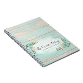 シャビーコテージシックターコイズフローラ素朴ウッド ノートブック (右側)
