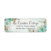 シャビーコテージシックターコイズフローラ素朴ウッド ラベル (正面)