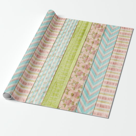 シャビーコテージシックバラズ素朴ウッドフローラ ラッピングペーパー (アンロールド)