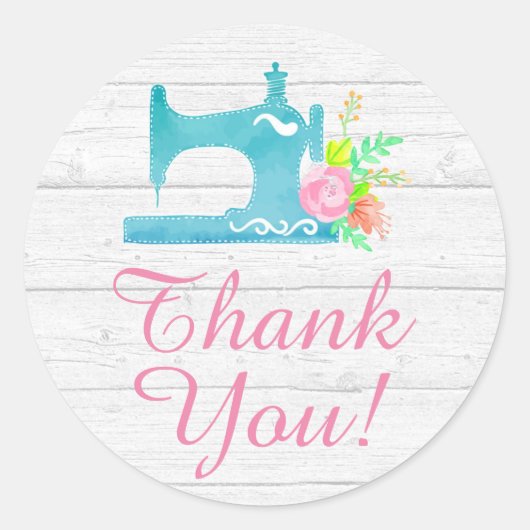 シャビーコテージシック裁縫素朴ウッドサンキュー ラウンドシール (正面)