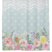 シャビーシエレガントックヴィンテージ春ガーリーフローラ シャワーカーテン (正面)