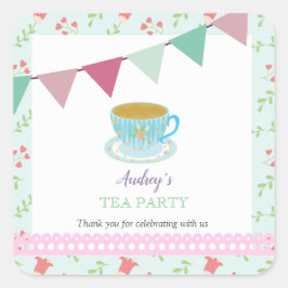 シャビーシックなアフタヌーンティーキュートフローラメッセージカード スクエアシール