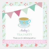 シャビーシックなアフタヌーンティーキュートフローラメッセージカード スクエアシール (正面)