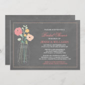 シャビーシックなウェディングシャワー | コーラル 招待状 (正面/裏面)