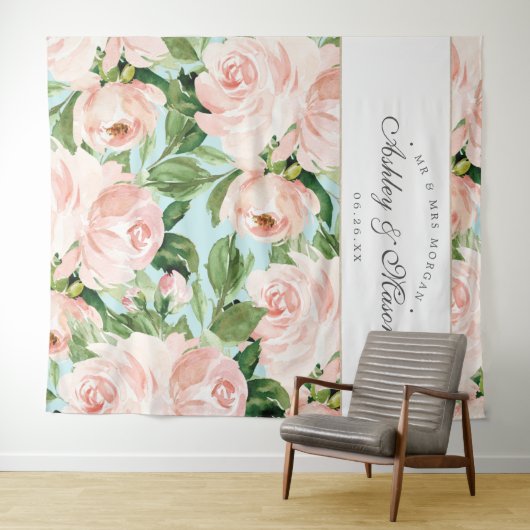 シャビーシックなウェディングバックドロップ写真ブース タペストリー (インサイチュ(横))