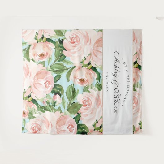 シャビーシックなウェディングバックドロップ写真ブース タペストリー (正面(横))