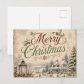 シャビーシックなクリスマス ポストカード (正面/裏面)