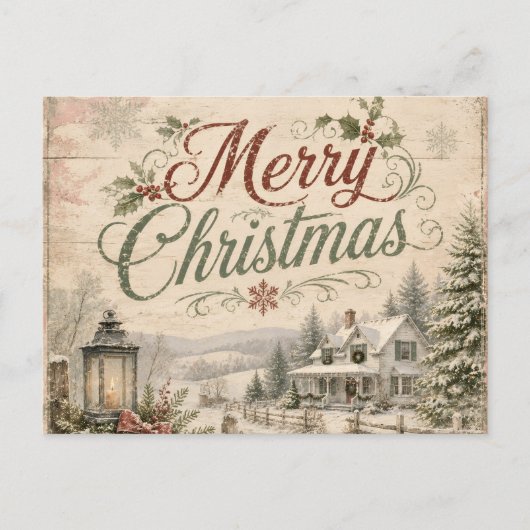 シャビーシックなクリスマス ポストカード (正面)