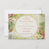 シャビーシックなデイジーと野の花の結婚式延期のお知らせ 招待状 (裏面)