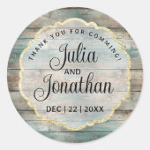 シャビーシックなパステルウッドサンキュー ラウンドシール (正面)