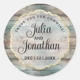 シャビーシックなパステルウッドサンキュー ラウンドシール