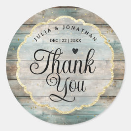 シャビーシックなパステルウッドサンキュー ラウンドシール