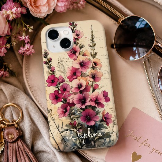 シャビーシックなピンクの野の花のデザイン入りカスタムアイテム Case-Mate iPhoneケース