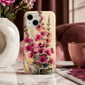 シャビーシックなピンクの野の花のデザイン入りカスタムアイテム Case-Mate iPhoneケース
