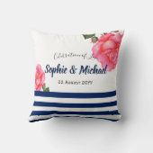 シャビーシックなピンクローズ水玉模様 クッション (裏面)