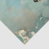 シャビーシックなブルーバタフライ&赤面バラ 薄葉紙 (詳細)