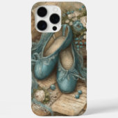 シャビーシックなブルーバレエシューズとバラ Case-Mate iPhoneケース (裏面)