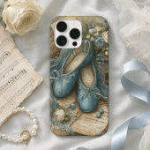 シャビーシックなブルーバレエシューズとバラ Case-Mate iPhoneケース