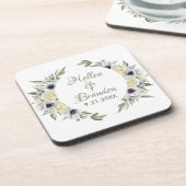 シャビーシックなホワイト&ピーチフローラフレーム コースター (左側)