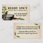 シャビーシックなボウルウィスハーブのスパイスシェフビズカード 名刺 (正面/裏面)