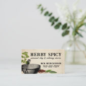 シャビーシックなボウルウィスハーブのスパイスシェフビズカード 名刺 (スタンド正面)