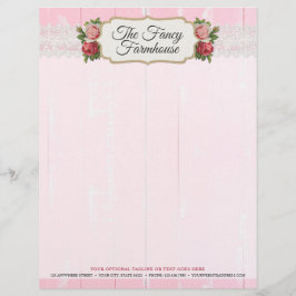 シャビーシックなルーストウッドピンクの花 Vintage Roses レターヘッド