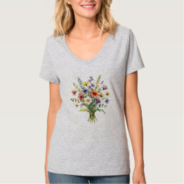 シャビーシックなワイルドフラワーの花束 モダンアート Tシャツ