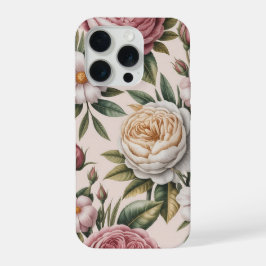 シャビーシックなヴィンテージのバラ コテージコア iPhone 15 PROケース