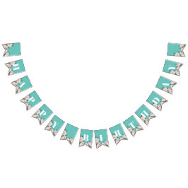 シャビーシックな水色ピンクローズバレリーナ バンティングフラッグ