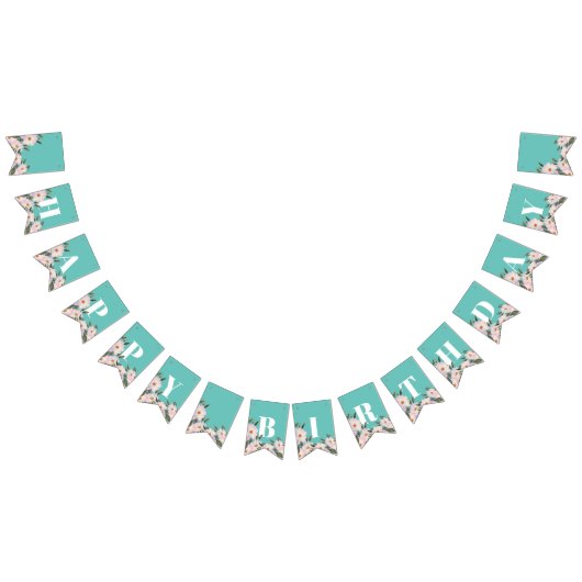 シャビーシックな水色ピンクローズバレリーナ バンティングフラッグ (全)