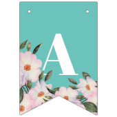 シャビーシックな水色ピンクローズバレリーナ バンティングフラッグ (第3の旗)