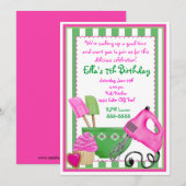 シャビーシックな焼き菓子用バースデー招待状 招待状 (正面/裏面)