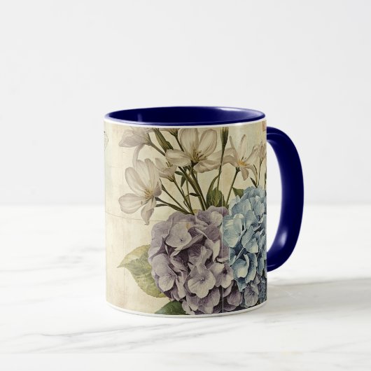 シャビーシックな紫陽花とトンボ マグカップ (正面右)