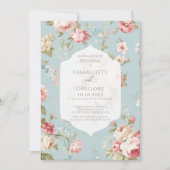 シャビーシックな花のウェディング 招待状 (正面)