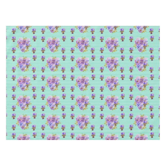 シャビーシックアクアストライプフローラテーブルクロス テーブルクロス (正面(横))