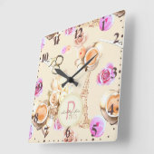 シャビーシックインヴィンテージパリ スクエア壁時計 (傾斜)