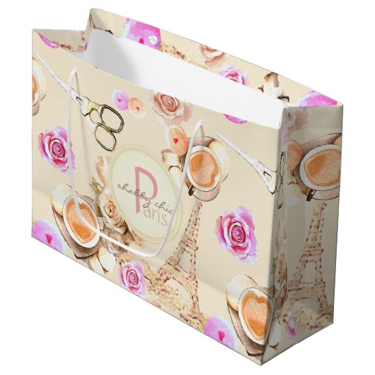 シャビーシックインヴィンテージパリ ラージペーパーバッグ (正面アングル)