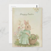 シャビーシックイースターラビットホリデーカード ポストカード (正面/裏面)