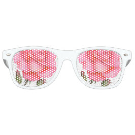 シャビーシックウォーターカラーピンクローズフローラデザイン レトロサングラス