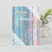 シャビーシックウッドアンドレース結婚式招待状 招待状 (スタンド正面)