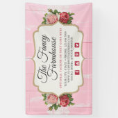 シャビーシックウッ素朴ドピンクフローラヴィンテージバラ 横断幕 (縦)