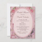 シャビーシックエッフェルタワーピンクフローラブライダルシャワー 招待状 (裏面)