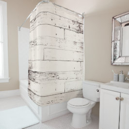 シャビーシックオフホワイトアイボリーウッドファームハ素朴ウス シャワーカーテン