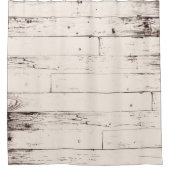 シャビーシックオフホワイトアイボリーウッドファームハ素朴ウス シャワーカーテン (正面)