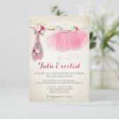 シャビーシックガールバレリーナベビーシャワー招待状 招待状 (スタンド正面)