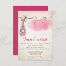 シャビーシックガールバレリーナベビーシャワー招待状